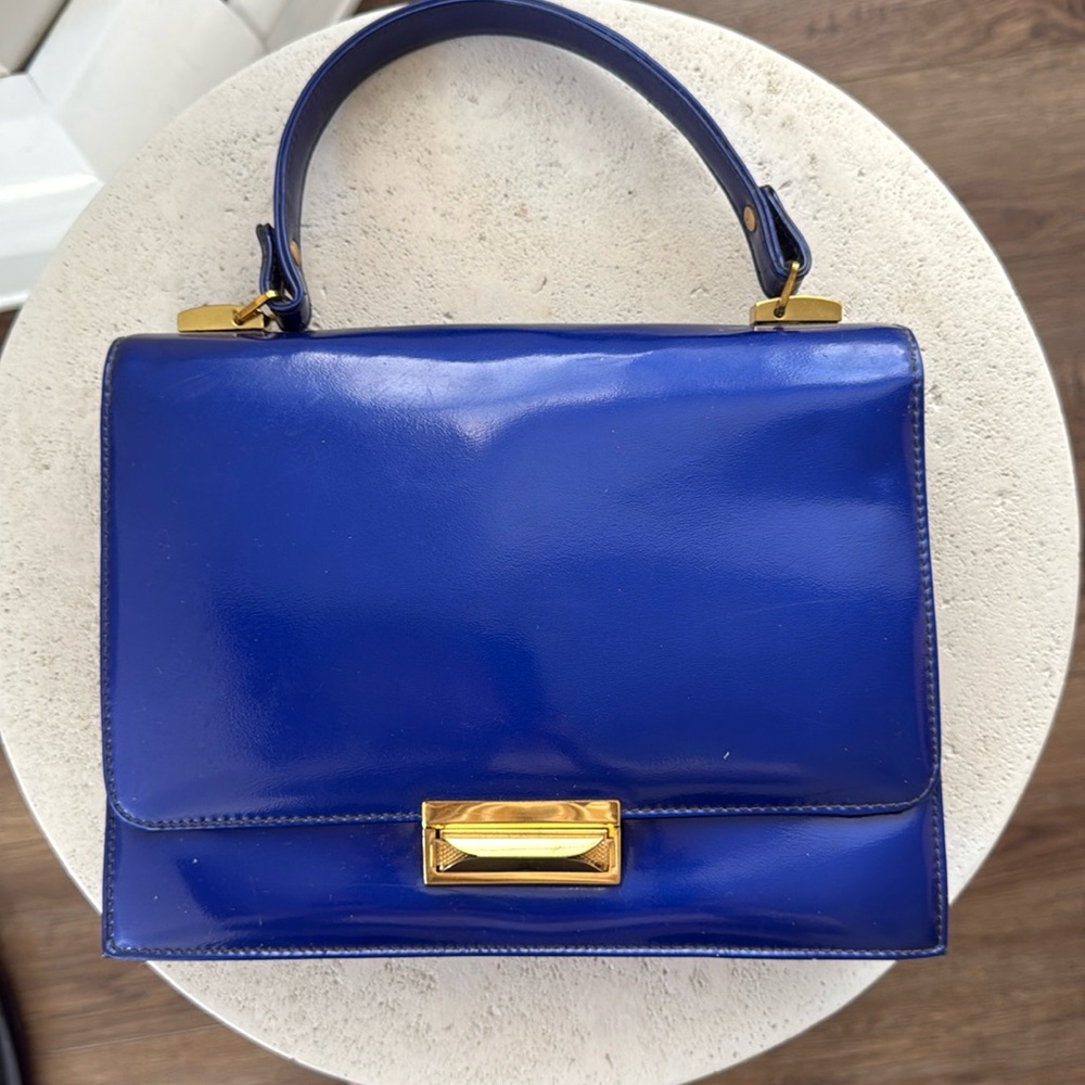 Vintage Tano of Spain Blue Patent Leather Handbag